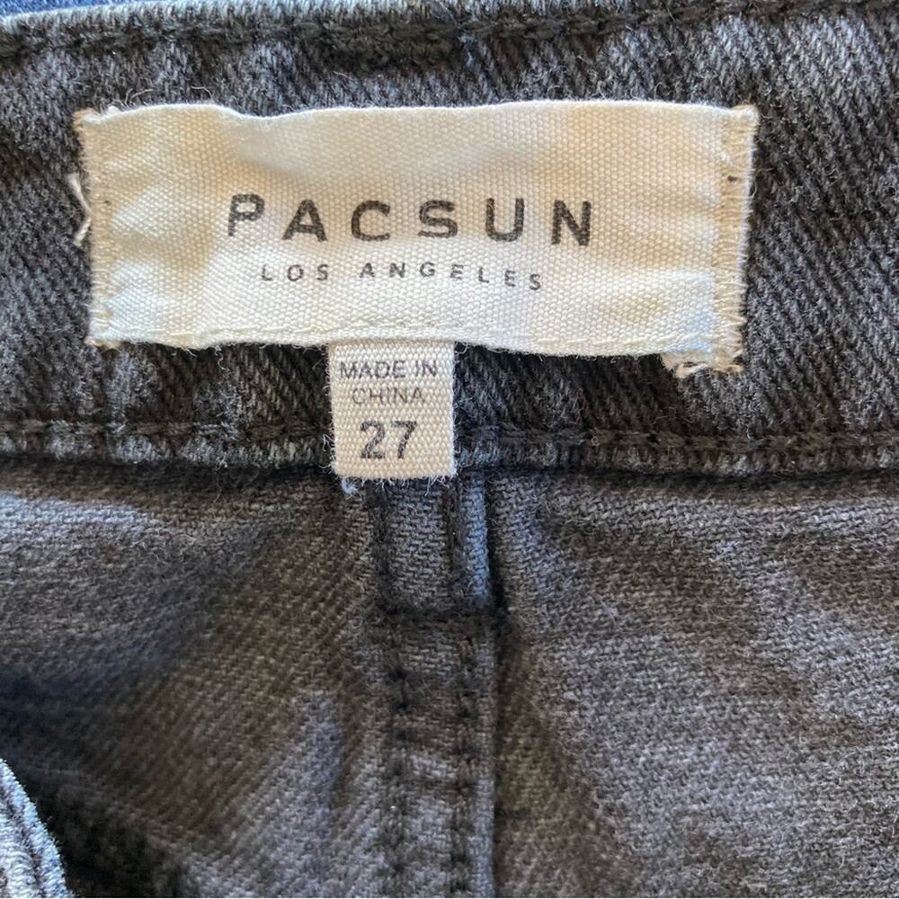 PacSun Black Distressed Raw Hem Denim Mini Skirt Size 27 - Picture 4 of 6